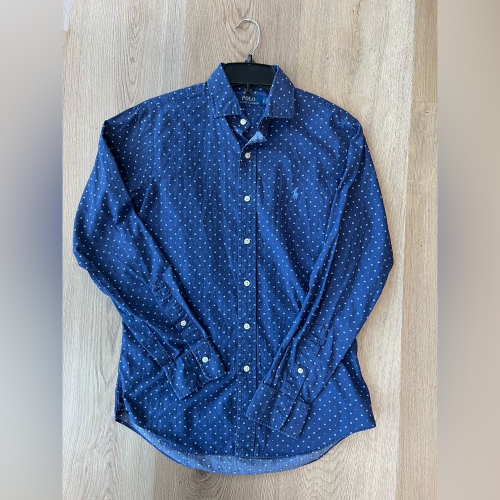 Ralph Lauren Men's Blue Polka Dot Shirt